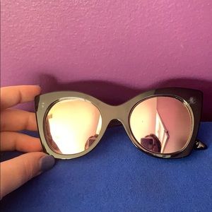 DIFF pink mirrored cat eye sunglasses
